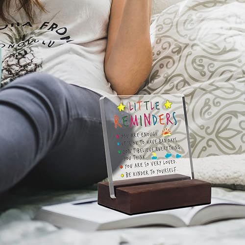 Miniatura 2 de Letrero decorativo de escritorio de acrílico transparente con texto en inglés "You Are Enough para la oficina en casa, regalos para mejores amigos,