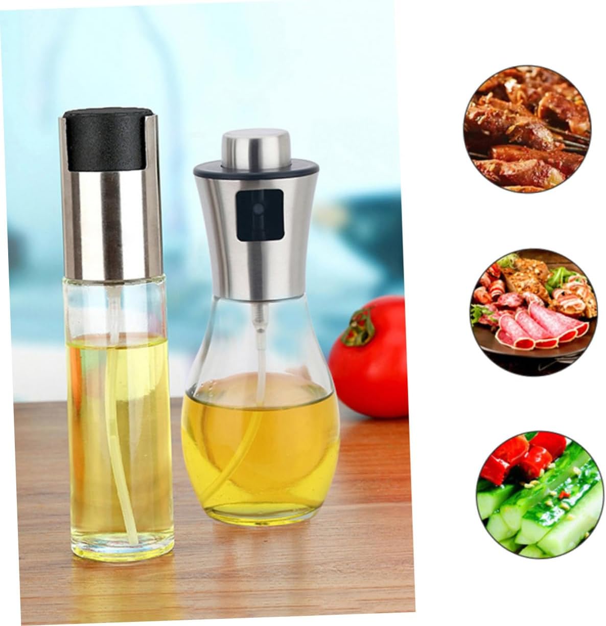 Stainless Steel Oil Sprayer Refillable Glass Dispenser for Bbq Salad Baking Frying Grilling Food Grade Kitchen Tool for Uniform Mist and Easy Control
