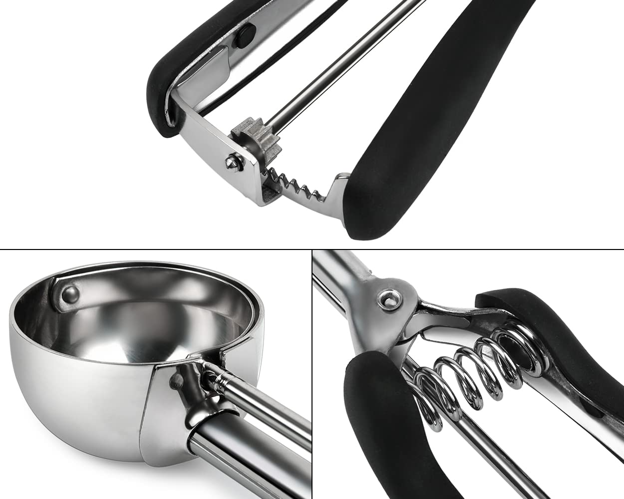 Ds. Distinctive Style - Paletta Per Biscotti #24 In Acciaio Inox 304, 2,67 Cucchiai (39,4 Ml), Con Manico In Gomma Antiscivolo, Per Gelato, Muffin E Porzioni Uniformi