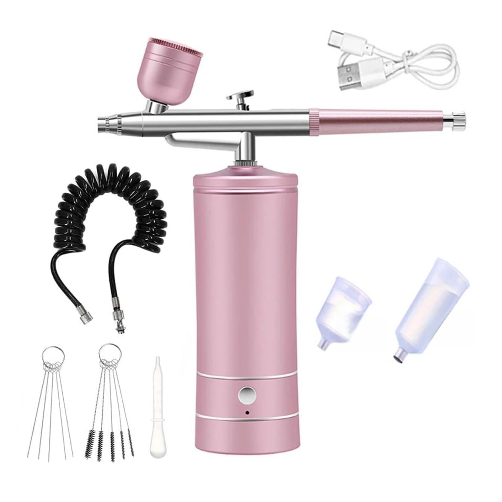 Aerografo for unghie con compressore, portatile for aerografo for, for nail art, pittura su modelli,Alta efficienza(Pink Set 1)