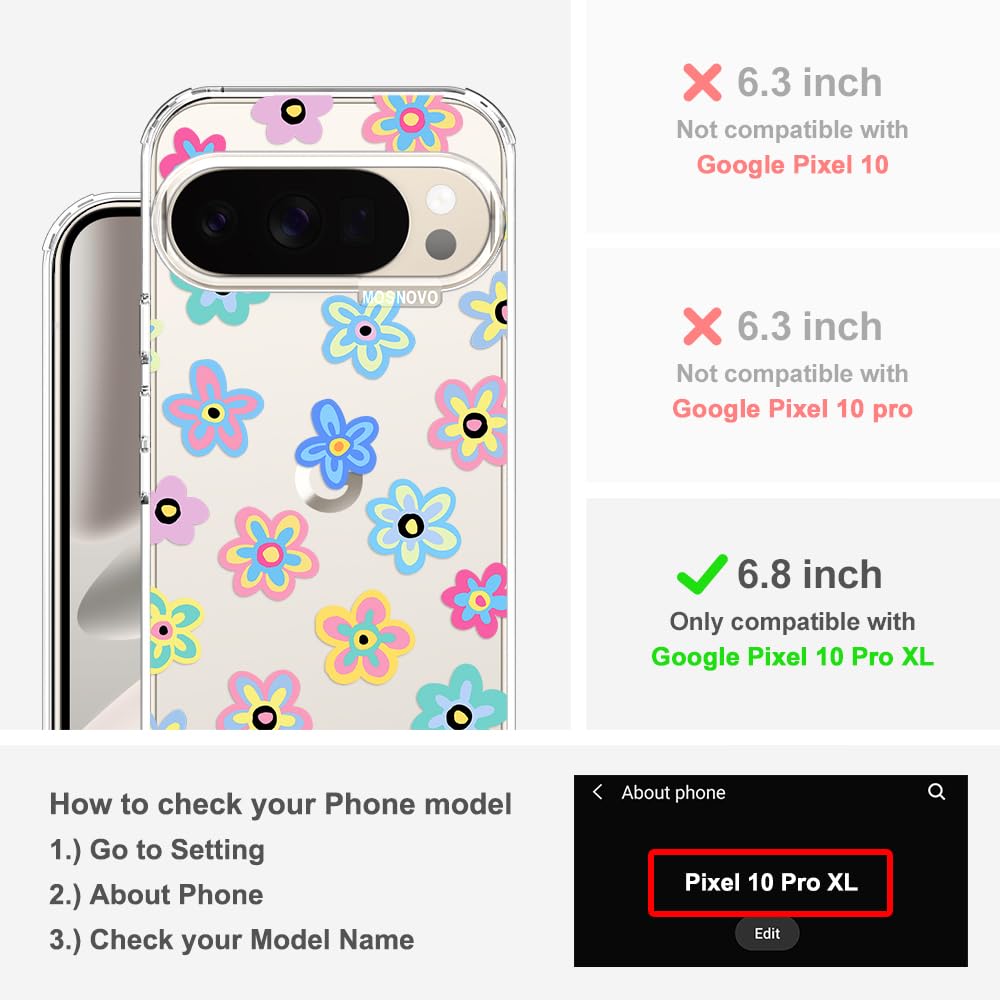 MOSNOVO Case for Google Pixel 10 & Pixel 10 Pro, [Buffertech 6.6ft Military-Grade Drop Protection] [Anti Peel Off Tech] Clear TPU Bumper Phone Case Cover Design - Cute Cherry — view 453