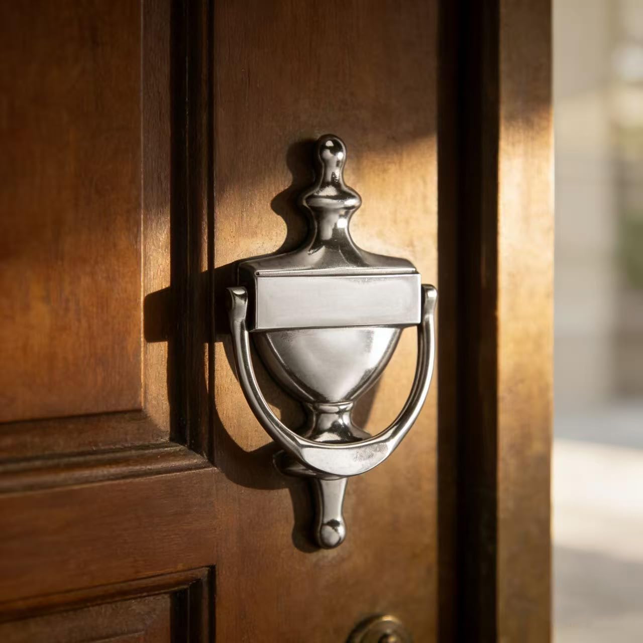Brushed Nickel Door Knocker, Solid Brass — KHTUMEWARE