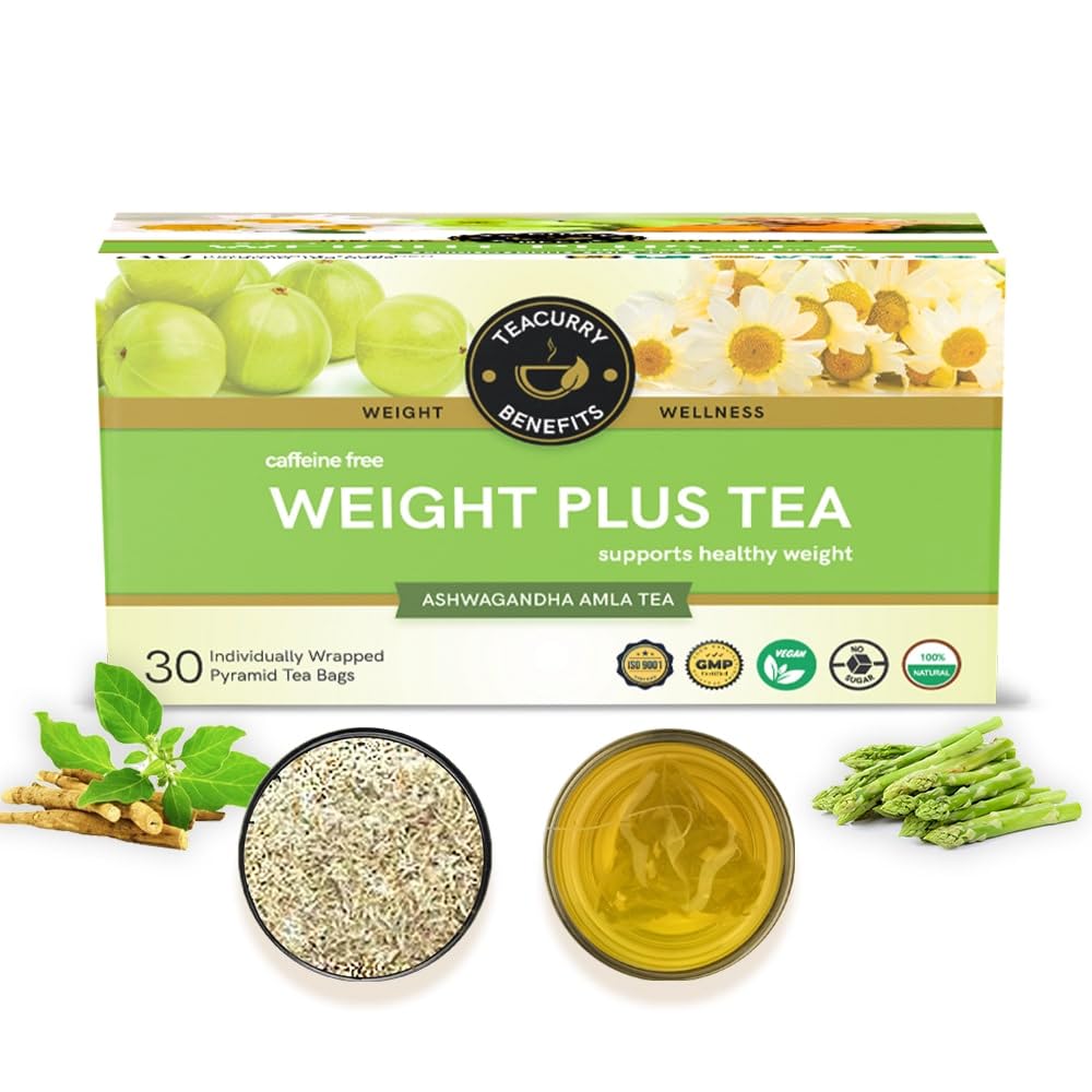 TEACURRYWeight Plus Tea (30 Tea bags) - Helps in Gaining Mass - Men & Women | Green Tea Weight plus and Ayurvedic Tea for Manage weight | 100% Natural Herbal Tea