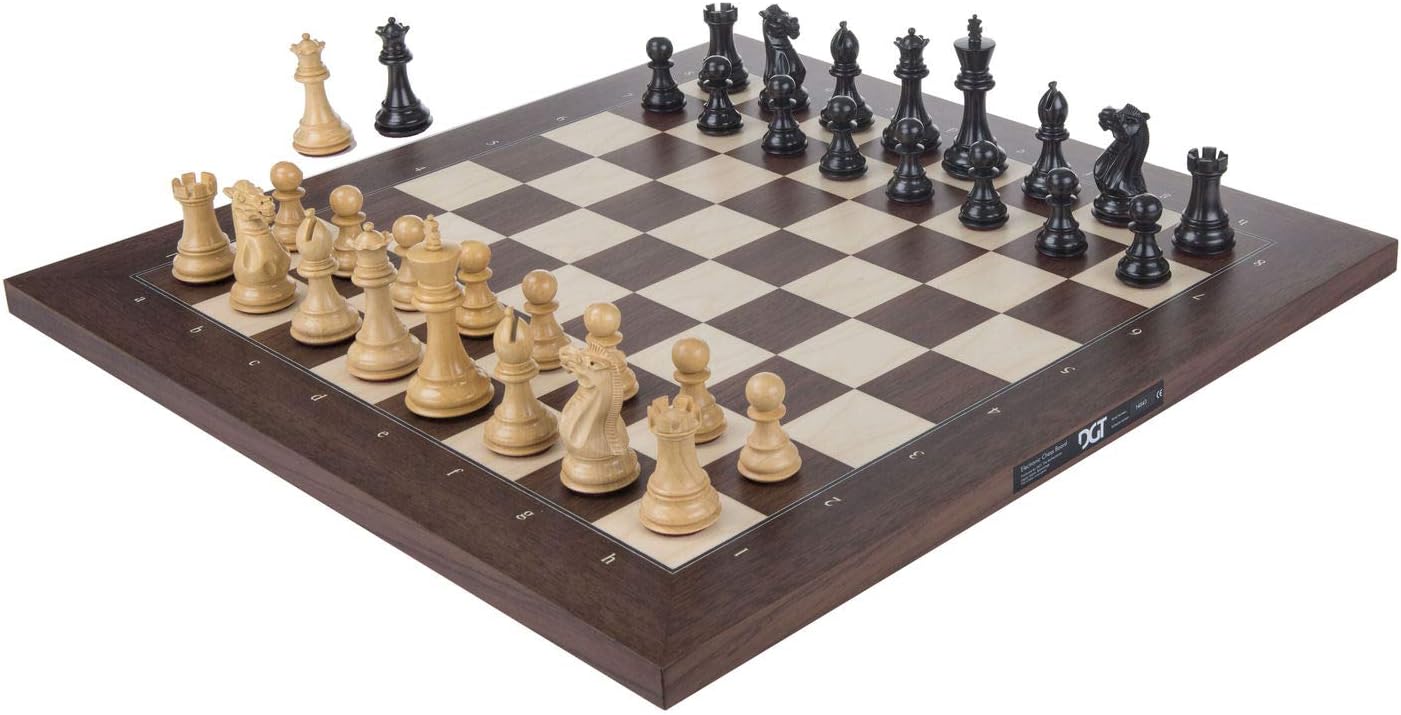 USB Walnut e-Board with Classic Pieces - DGT 3000 and Carrying Bag Included Chess boar5d