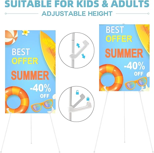 Vista 18 de Caballete negro de 3 piezas para soporte de letrero de boda, caballete de arte ligero ajustable de 66 pulgadas para exhibición, letrero de boda