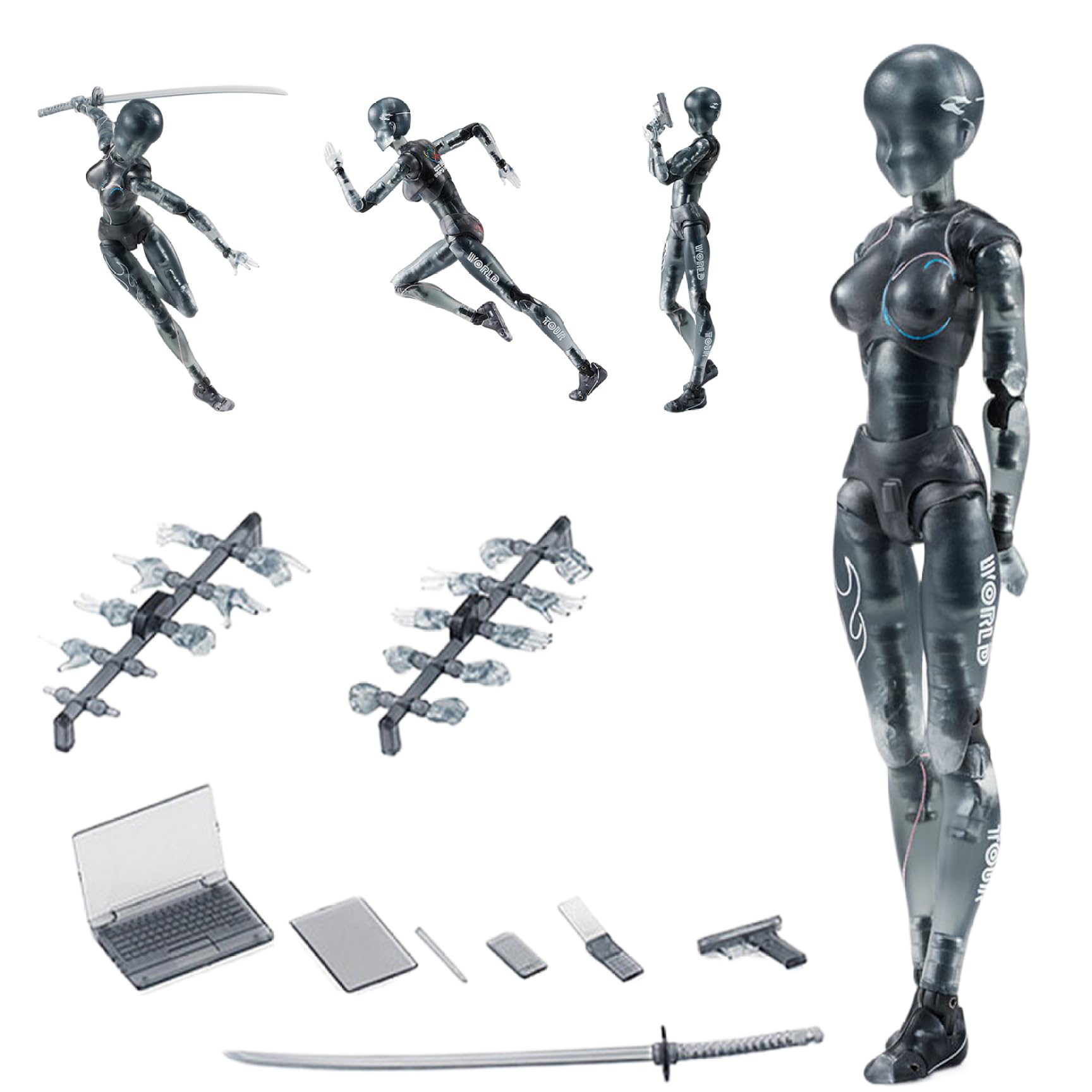 MOUNTTU Action Figures 5.91in with Inclusive Arm Accessories Movable Gestures Drawing Mannequin Poseable Figure Decorative Action Figure Body Gift for Tabletop Display Shelf (Female) Body