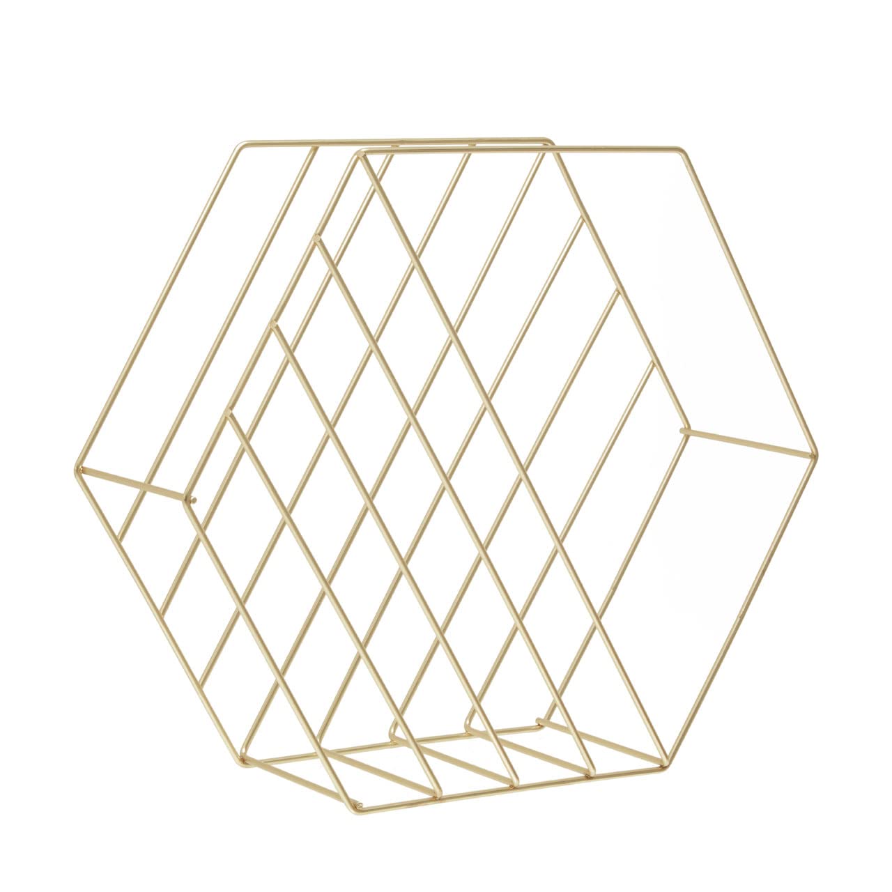 Premier Housewares Functional Hexagonal Wireframe Basket - Gold Iron/Copper - Contemporary Style