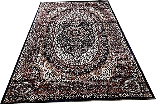 Image of Kashmiri Design Traditional Carpets for Living Room 3x5 Feet (90 x 150 Cm) Drawing Room Hall Blue Colour