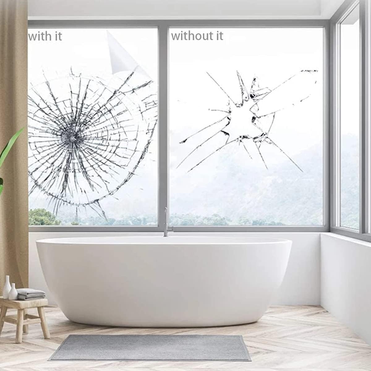 ECYC Safety Shatterproof Window Film Glass Window Protective Film Transparent Anti-Shatter Film Glass Door Explosion-Proof Security Film