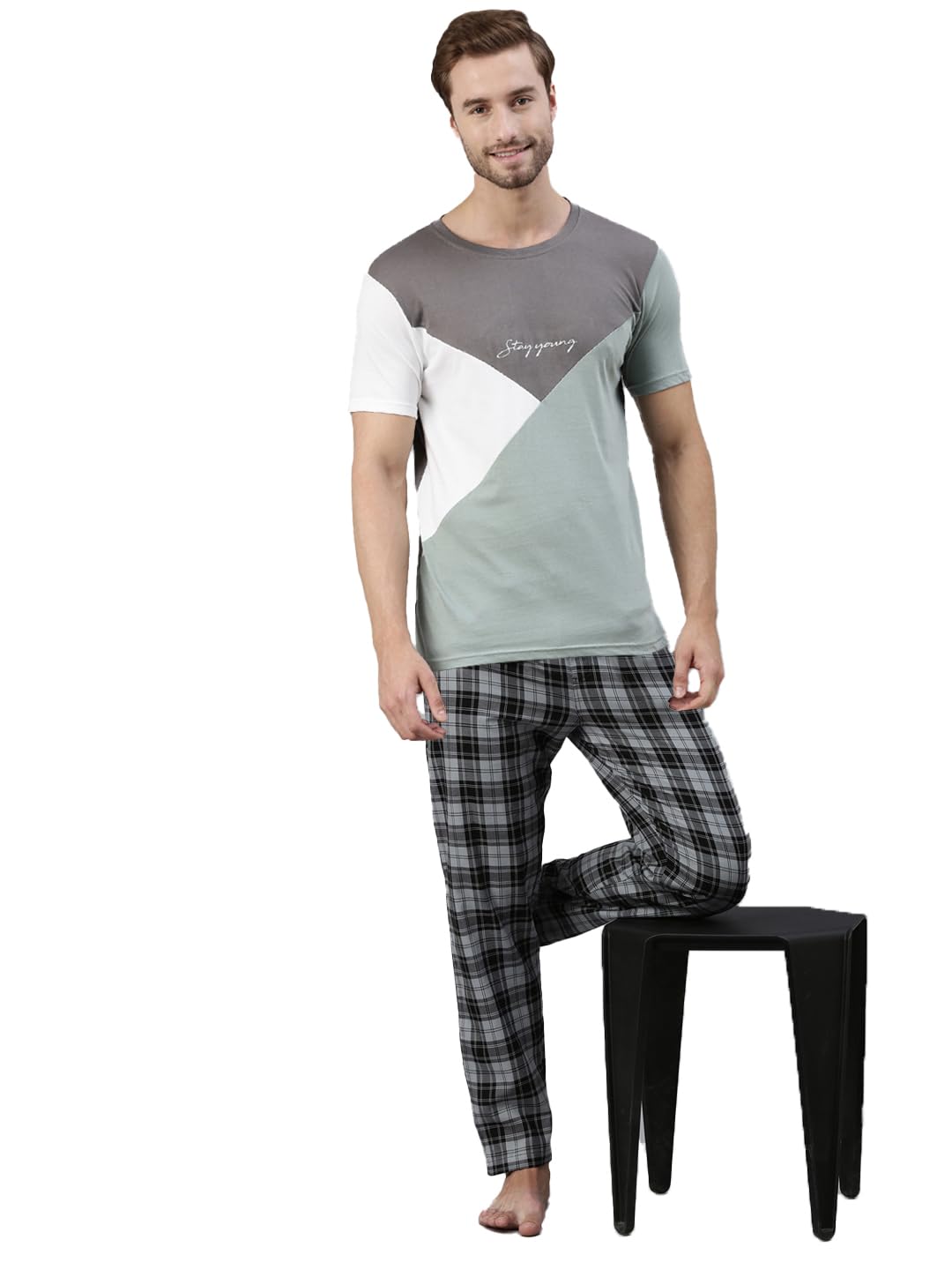 joven Men's Cotton Regular Fit Lounge Set | Pyjama Set | Nightsuit for Men | Mens Sleepwear | Tshirt with Pyjama Set-picture-12