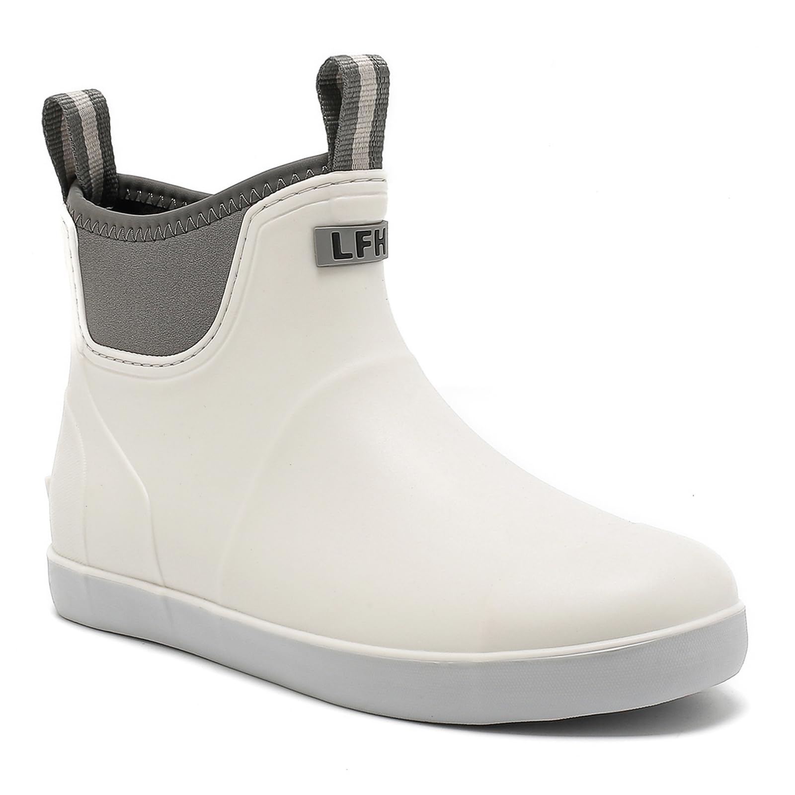 Mens Deck Boots Waterproof, Rubber Ankle Rain Booties For Fishing