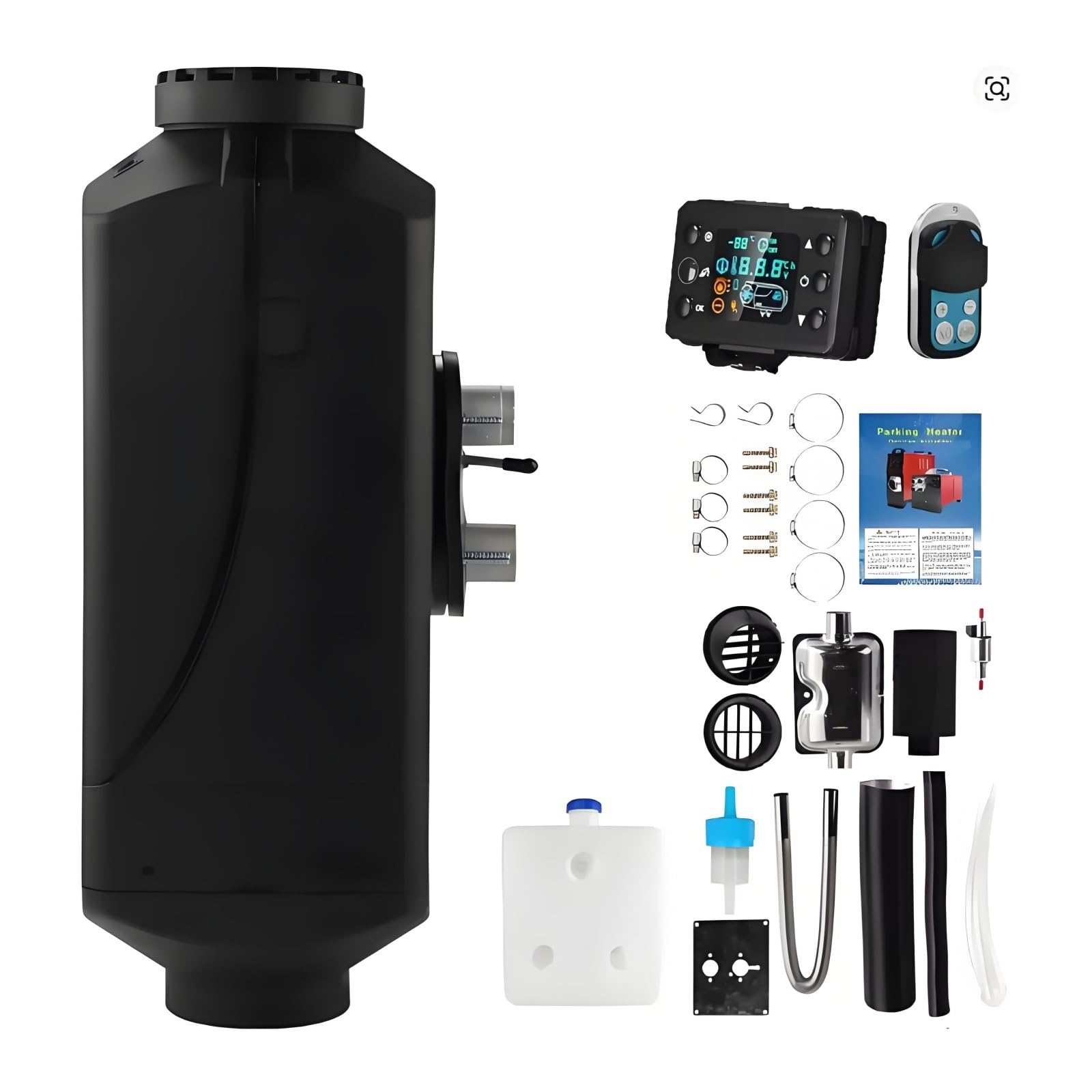 Chauffage Diesel Silencieux 2KW/5KW 12V/24V Kit Complet De Chauffage Pour Camping Car Camion Remorque Bateau Fourgon Avec Ecran LCD Pompe Ventilateur(12V24V 2KW)