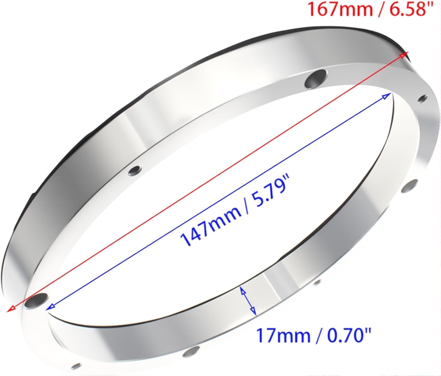 FDXGHY 2 Pcs 6-1/2" Auto Car Universal Fit Aluminum Alloy Speaker Spacers Car Stereo Speaker Spacer Adaptor Ring Mounting Bracket (Silver)