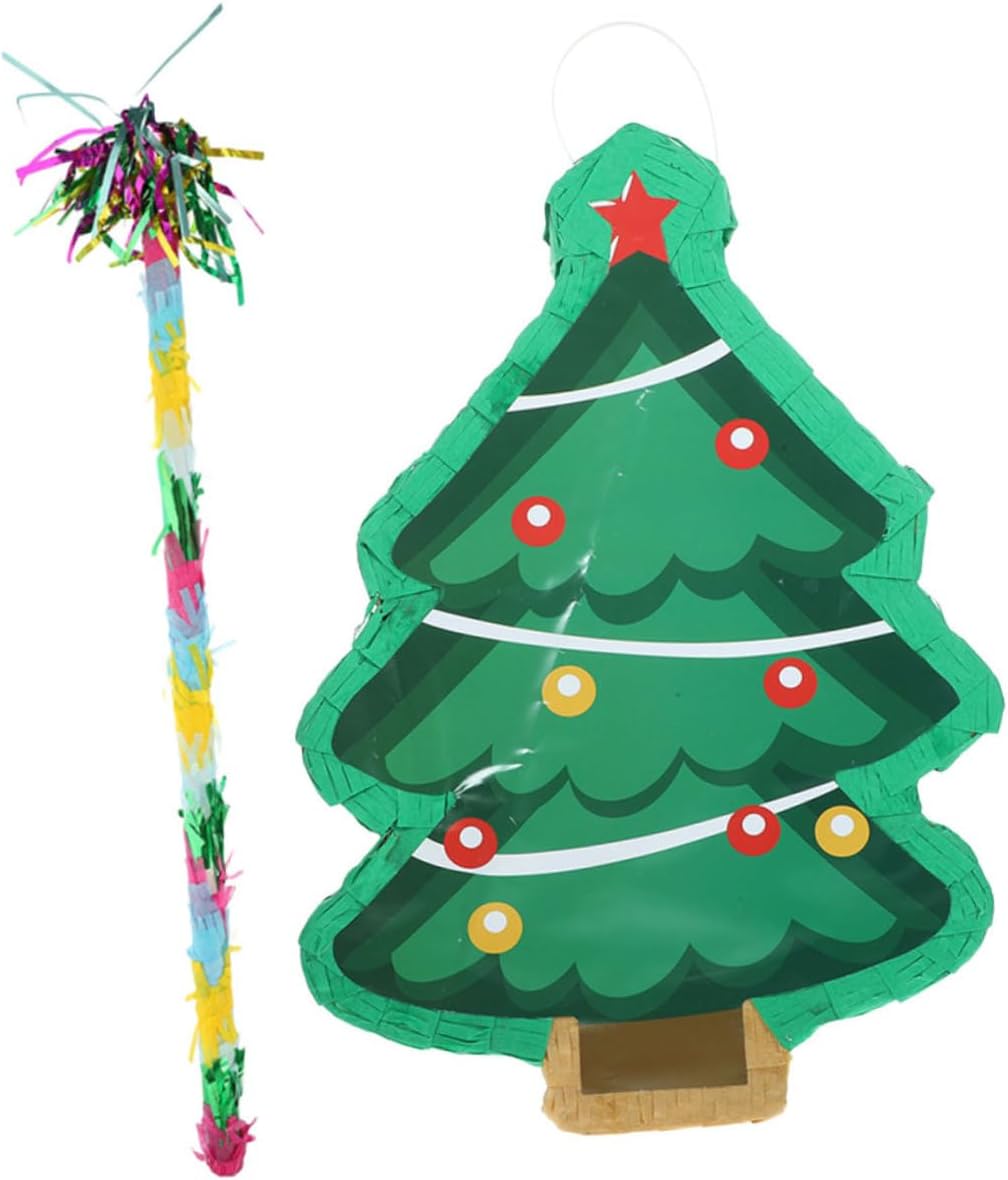 Christmas Tree Design Decoration Traditional Filled Fiesta Party Prop with Tassel Stick Christmas Party Supplies for Themed Events and Festive Home Decor Candy-filled GameNO.2211
