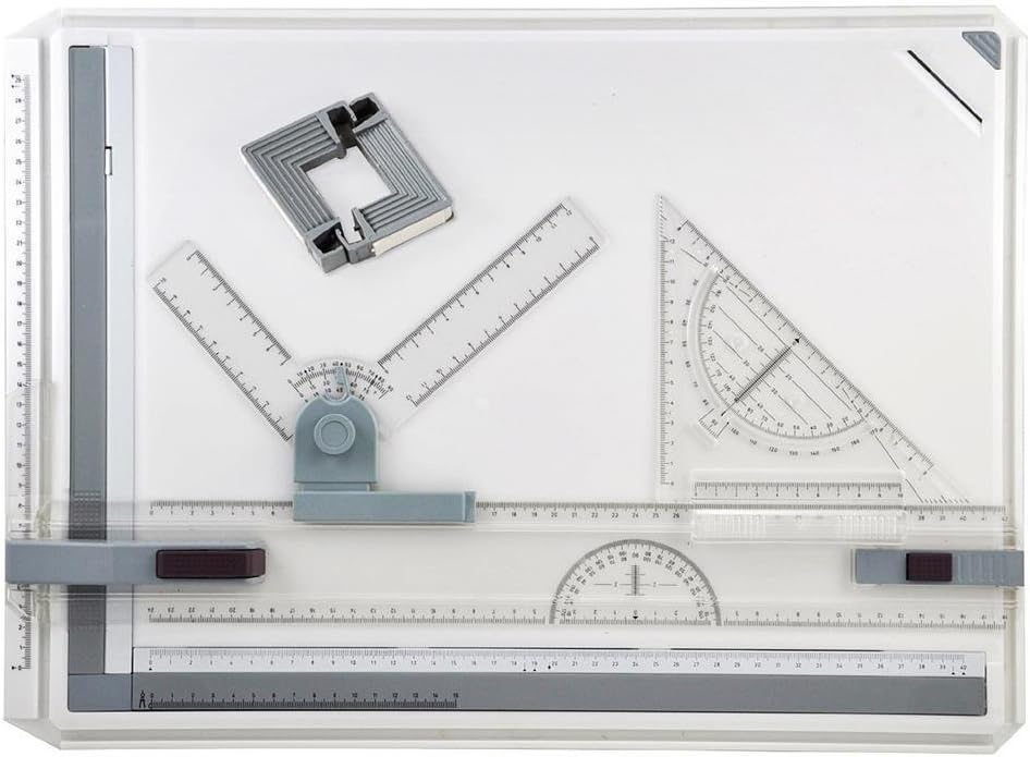 Yaheetech A3 Drawing Board Set Writing & Drafting Table 51x37cm Multifunctional Drawing Tool with Clear Rule Parallel Motion and Adjustable Measuring System Angle Art Architectural Graphic