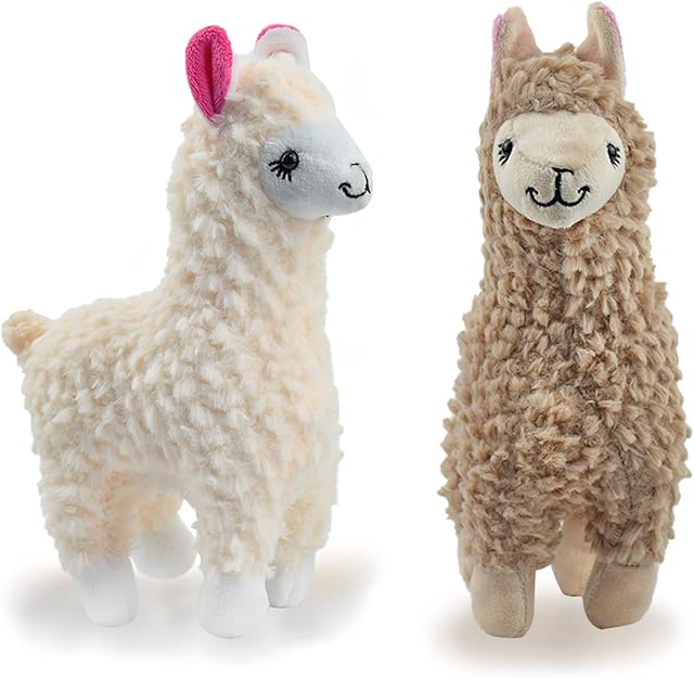 Locisne 2 Cute Alpaca Stuffed Animals, White & Brown Soft Toy Cushion Pillow, Cotton-Plush Filled, Household Goods for Sofa Bed Chair Desk, Gift for Boys and Girls - Christmas Birthday Gift Reward