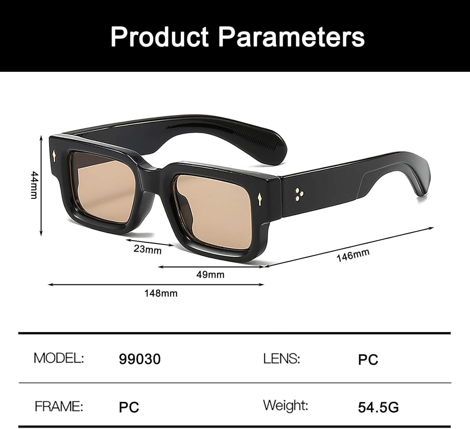 AUSQUQI Thick Frame Square Sunglasses for Men Women Trendy Chunky Rectangle Rivet Design SunGlasses Shades UV400 Protection - Image 6