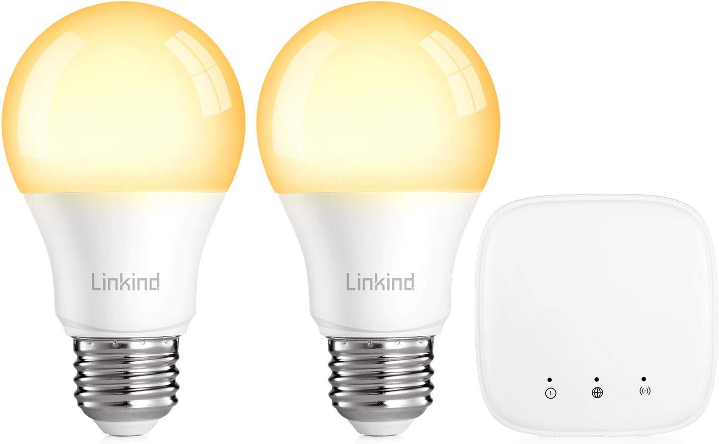 Free Shipping Offer Linkind LED Zigbee Smart Bulb Starter Kit, 2 Dimmable Zigbee E26 Bulbs & 1 Mini Hub, 9W 2700K, 60W Equivalent, Compatible with Alexa