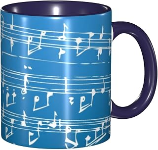 Music Notes 11 Ounce Coffee Cup Printed Cup. Perfect As A Birthday Gift For Both Men And Women Navy Blue