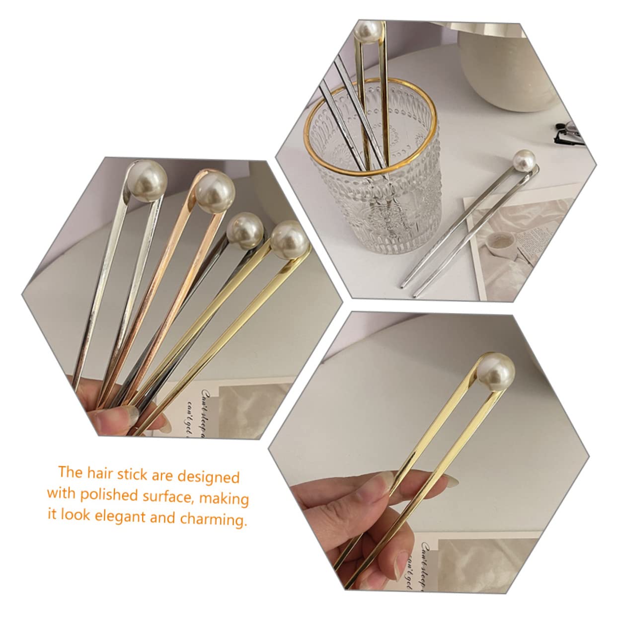 FRCOLOR 12stücke Teiliges Metall-haarforke Mit Perlen Elegante Haarnadeln Für Hochsteckfrisuren Geeignet Für Verschiedene Anlässe Stilvolle Haaraccessoires Für Frauen Roségold Und