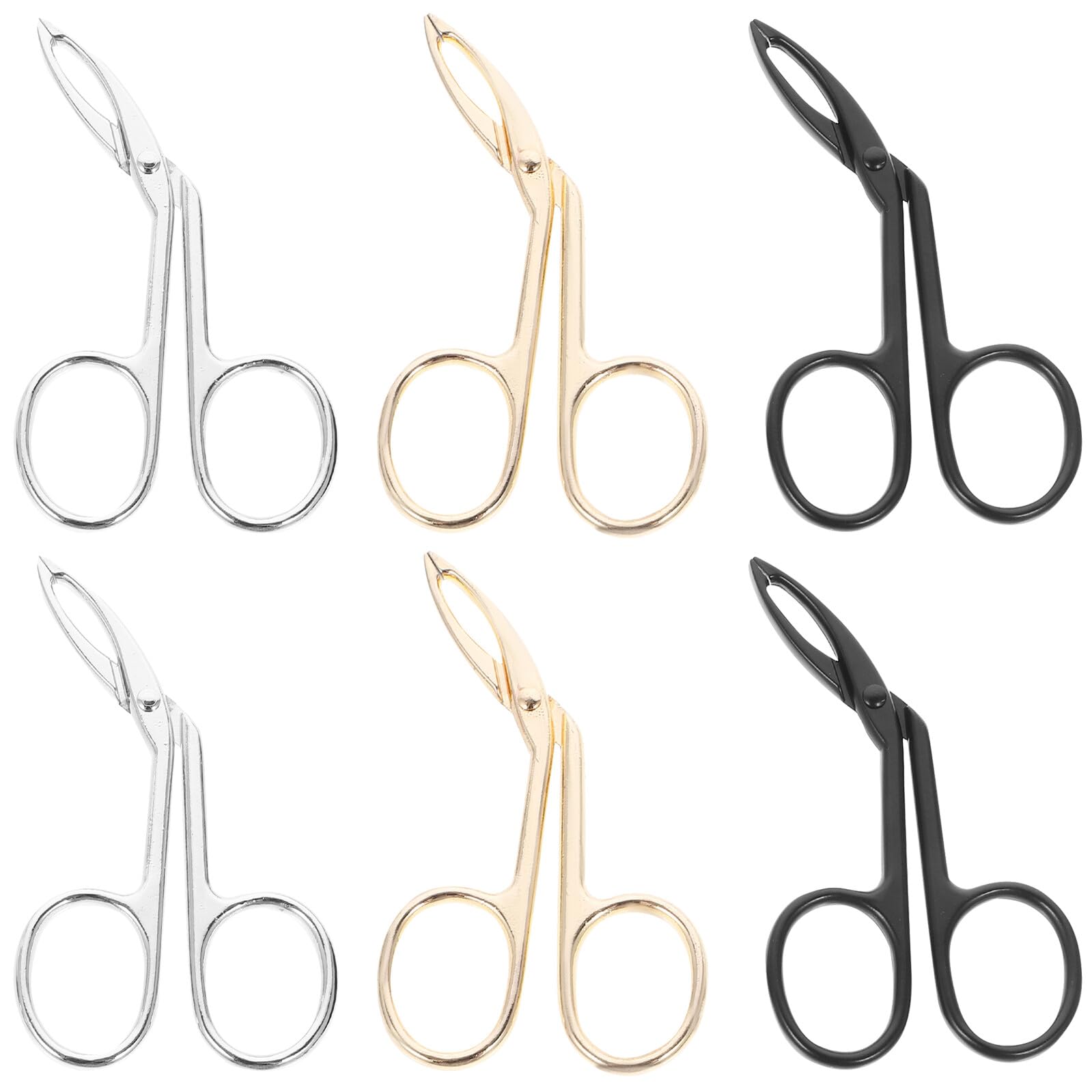 Pinzas para cejas de acero al carbono Mipcase con puntas curvas de precisión y acabado dorado