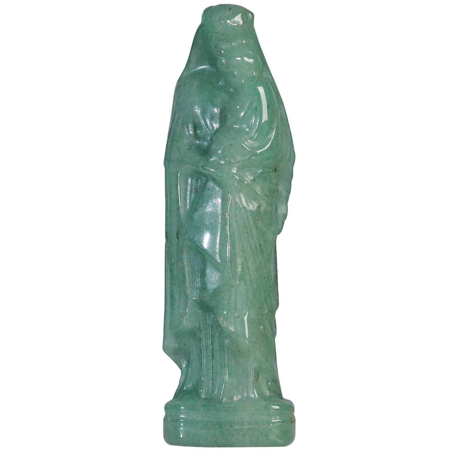 Statue Aventurine Verte Vierge Marie pour décoration salon zen
