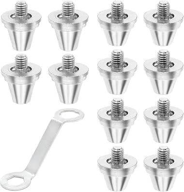 12 Pcs 11/13 mm Football Shoe Studs Replacement Stainless Steel 5 mm Studs Football Boots for Sports Shoe Nail Replacementwith Mounting Wrench Silver