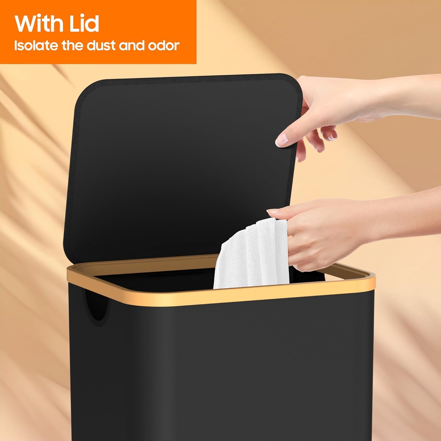 Portabiancheria 90 Litri Cesto Per Biancheria Pieghevole 90L - Tessuto Oxford, Nero, Portatile E Idrorepellente Cesto Organizzativo - 7