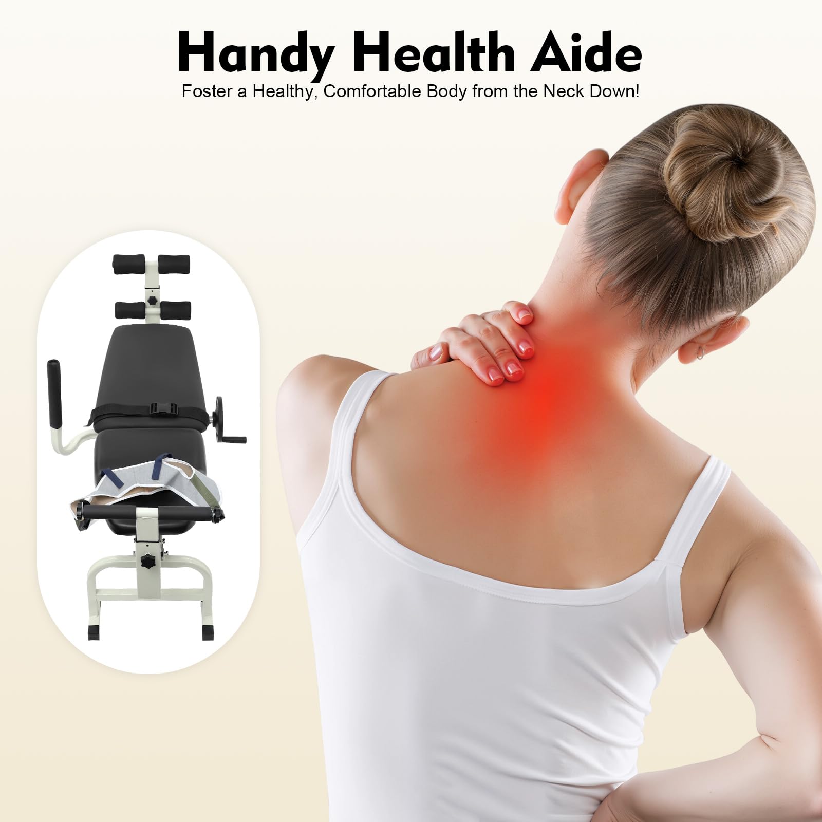 Dispositivo de tracción cervical y lumbar – Dispositivo de estiramiento corporal ajustable 150 – 190 cm, capacidad de carga de 150 kg, para casa, oficina y rehabilitación – Incluye correa para el