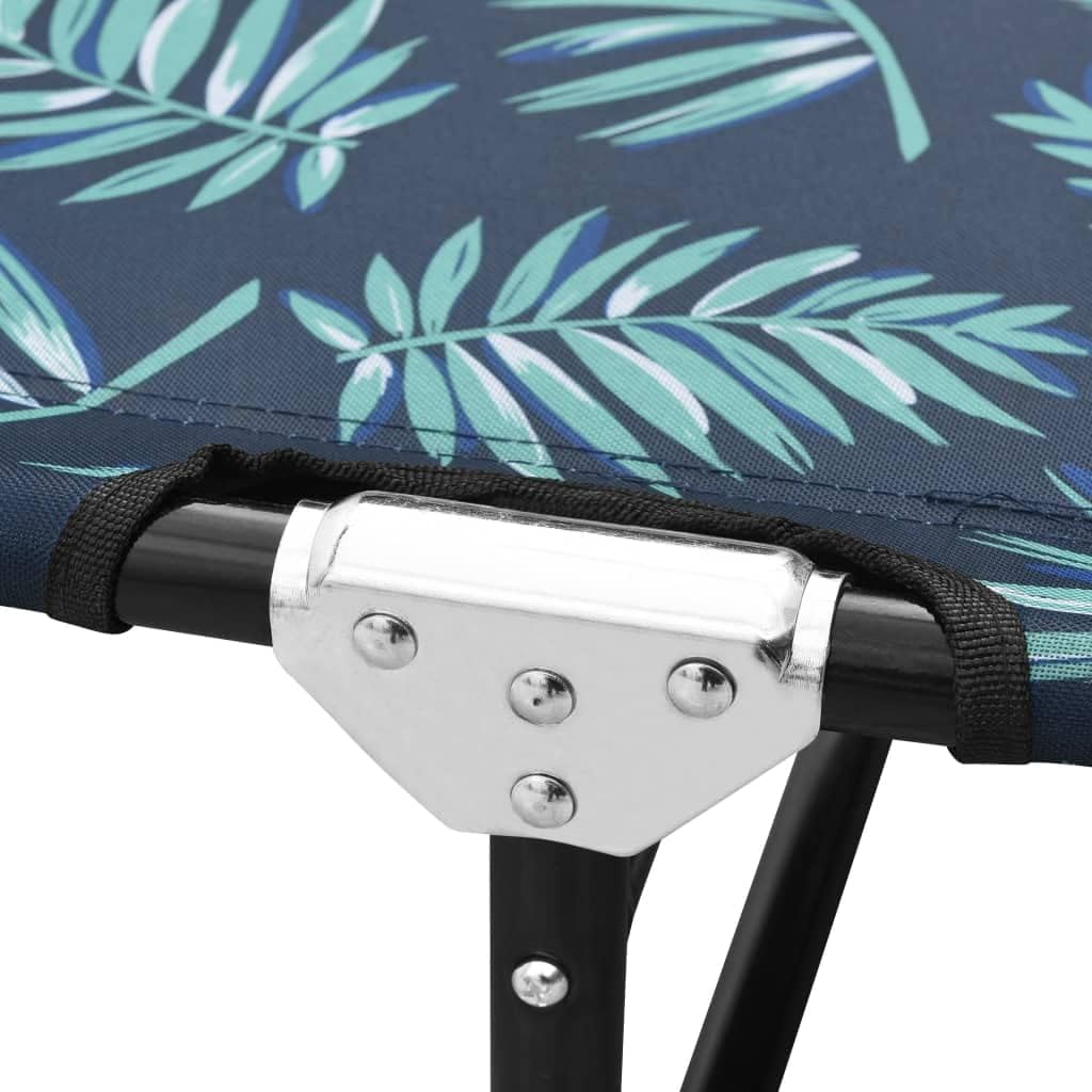 Outdoor Bed for Patio, Backyard, Garden, Outside Tanning Chairs,Beach Chair Lounge Chair with Steel Frame and Breathable Textile Fabric,Folding Sun Lounger Steel Leaf Pattern