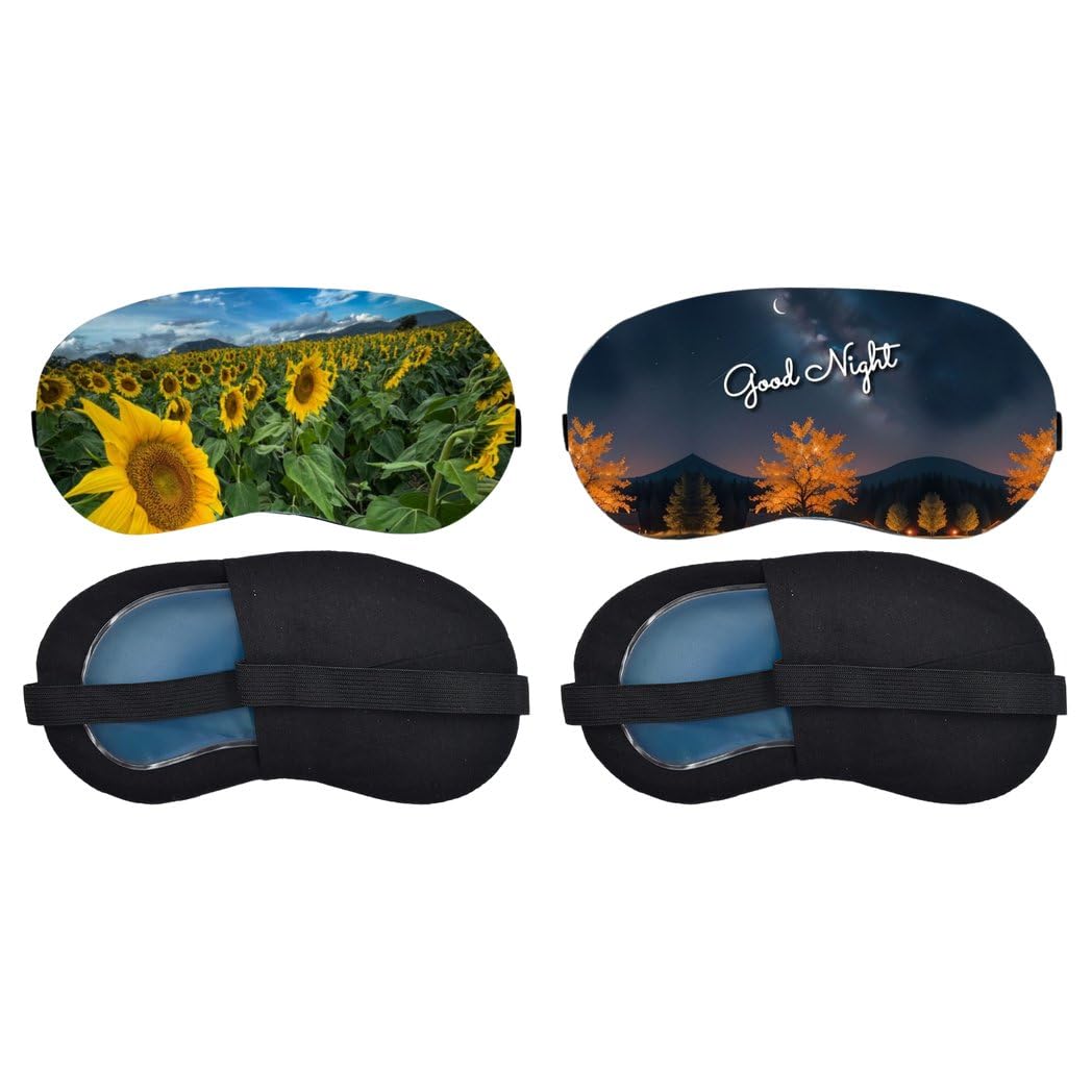 Aoxeria Sunflower Field, Good Night Autumn Forest Sleeping Mask Combo, Soft Comfortable Light-Blocking Eye Cover for Women, Men & Kids, Reusable Blindfold for Night Sleep, Nap, Travel (Pack of 2)-image-28