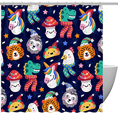 Rideau de douche animaux de Noël imperméable grand format coloré - 2