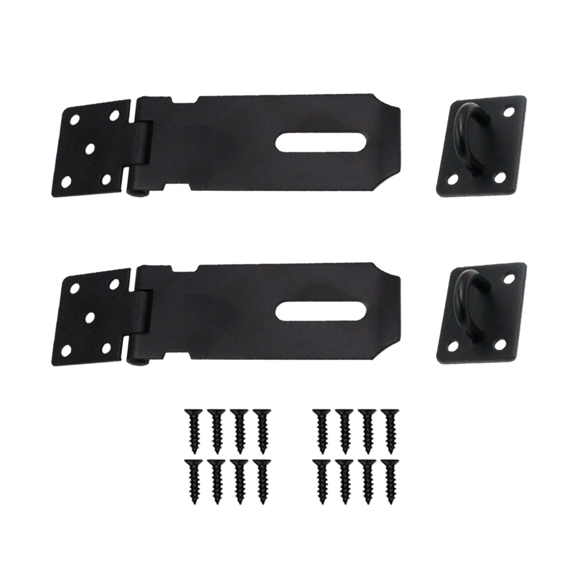 HLMOptimo Padlock Latch Lock 4 Inch Stainless Steel Hasp Lock Latch Matte Black Door Lock Hasp Latch with Screws for Door Shed Cabinet 2 Packs (2, 4 inch)