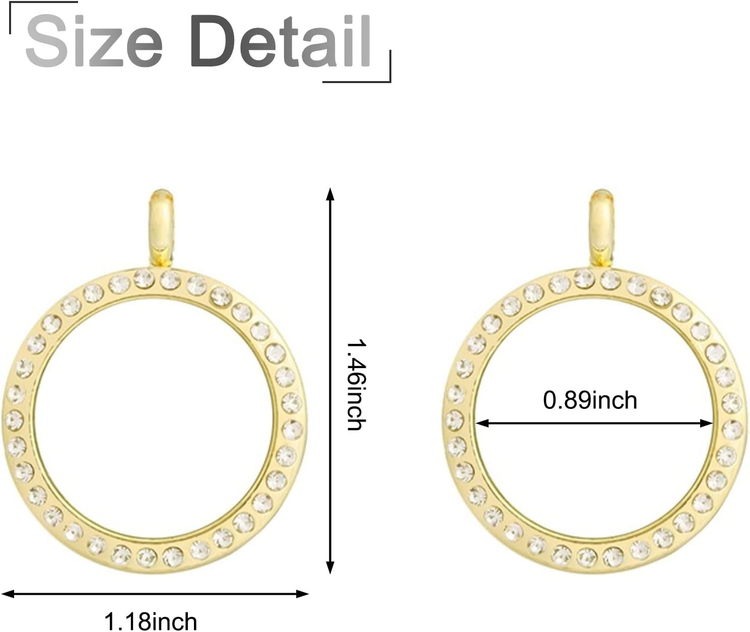 WANDIC Rhinestone Photo Charms, 5 Pieces Mixed Colors Round Memory Locket Pendant Bridal Wedding Bouquet Charms for Photo or Decoration, 30mm - Image 2