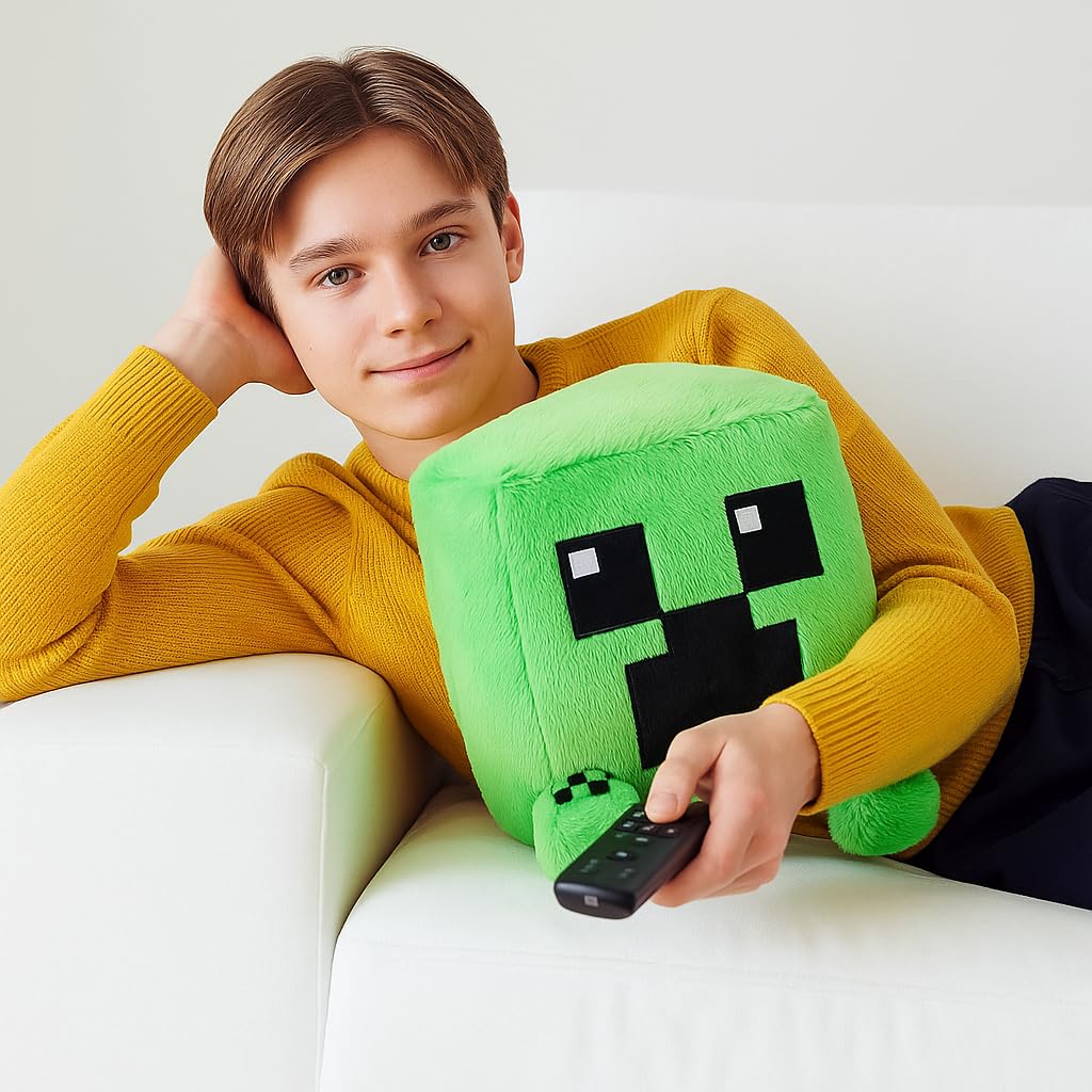 Lyo HôMADICT - Cuscino Minecraft – Testa Creeper – Accessorio decorativo, morbido e morbido, 40 x 40 cm, licenza ufficiale