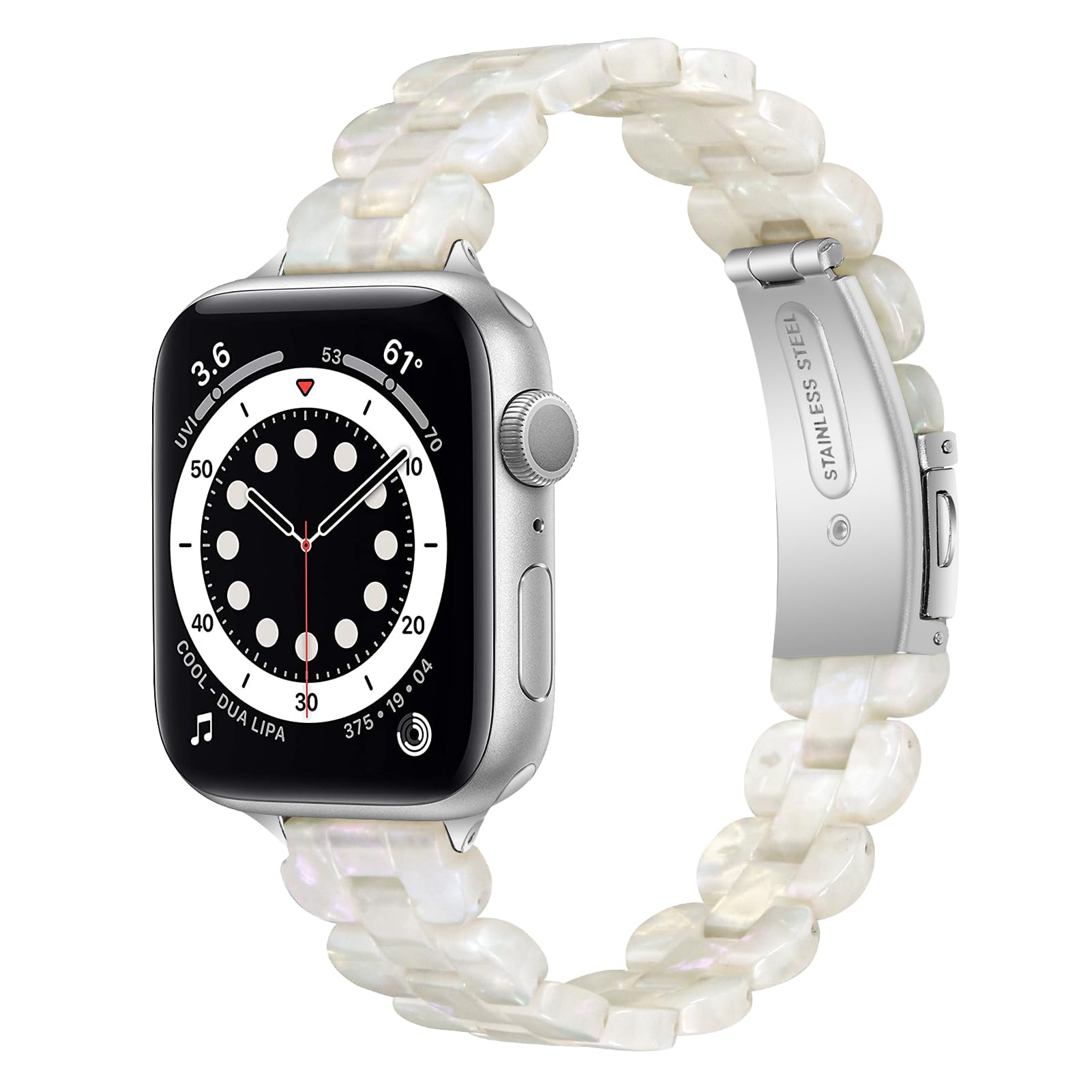 Lewungiu Slim Resin Compatible for Apple watch band 38mm 40mm 41mm 42mm 44mm 45mm,Dressy Fashion Lightweight Strap Replacement with metal buckle for