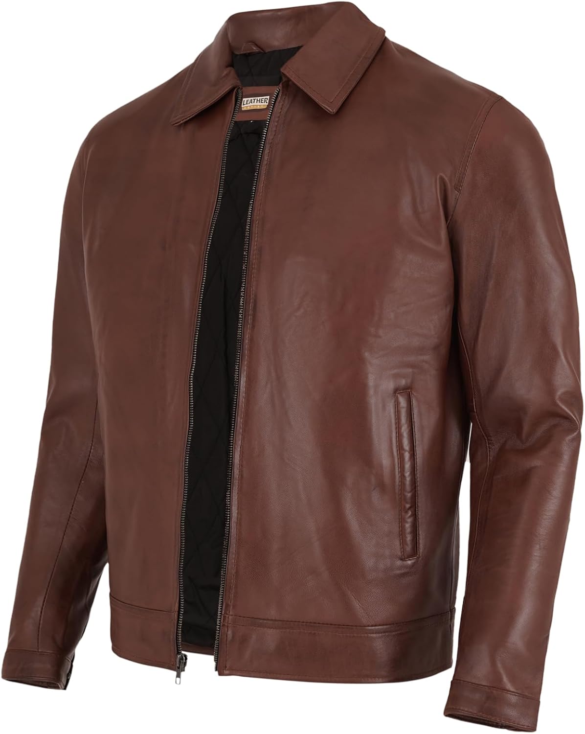 Classic Polo Collar Leather Jacket Men-Work Jackets Turndown Collar Business Casual - Image 2