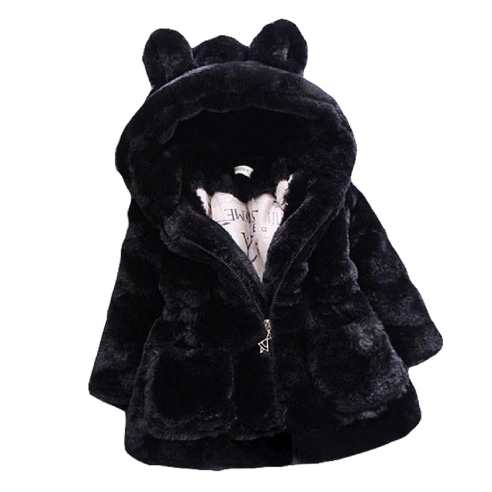 Gaorui Manteau Fausse Fourrure à Capuche Oerille Enfant Bébé Fille Mode Hiver Zippé
