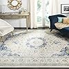 SAFAVIEH Area Rug 8x10 - Evoke Collection - Large - Ivory & Blue, Shabby Chic Oriental Medallion Design, Non-Shedding & Easy to Clean, Ideal for Living Room, Bedroom, Dining Space (EVK220C)