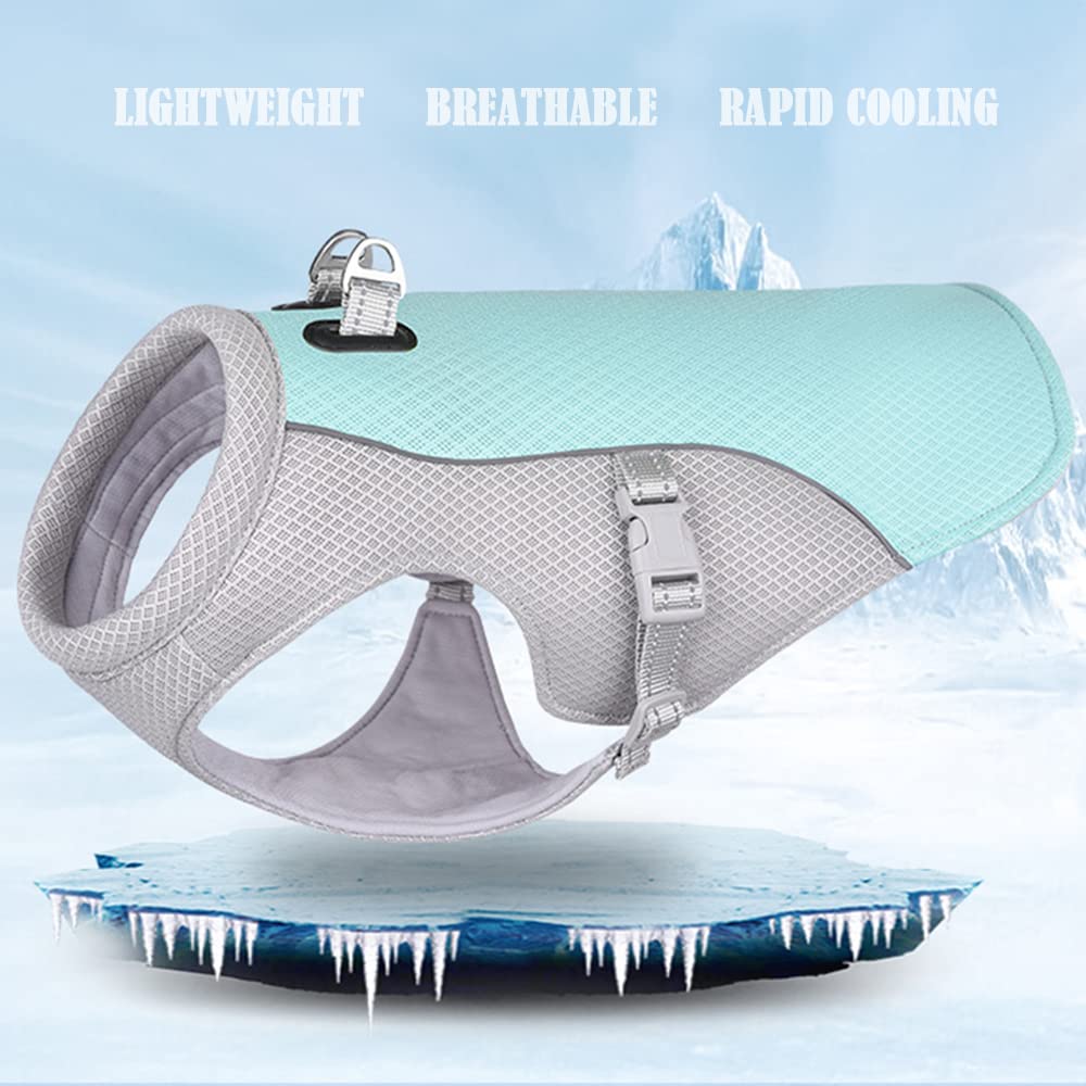 Hund Kühlweste,Mittelgroßen und großen Hunden Cooling Vest,Kühljacke,für Aktivitäten draußen, Wandern, Training,Hitzschlag bei Hunden vorbeugen-blau M