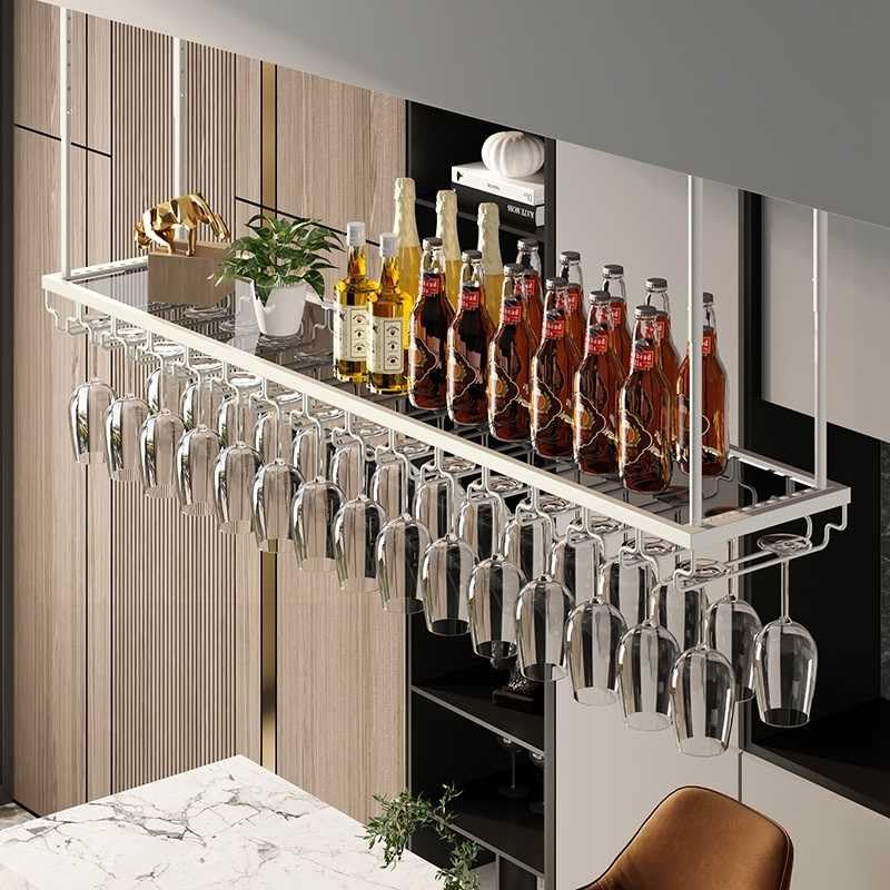 Soporte para botellas de vino suspendido 80x30x5 cm metal miniatura 4