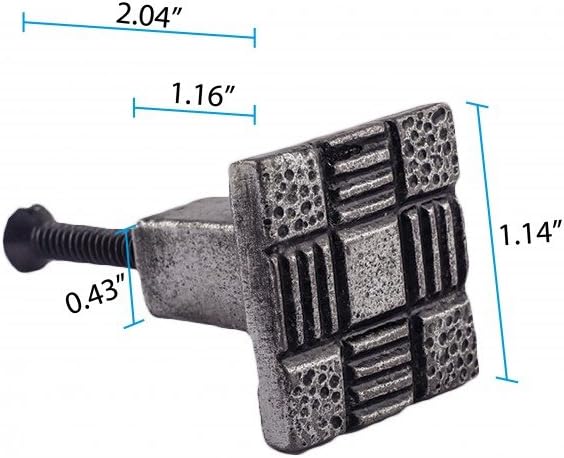 Renovators Supply Manufacturing Iron Cabinet Knob and Pulls Square Aztec Pewter Finish Cabinet Hardware