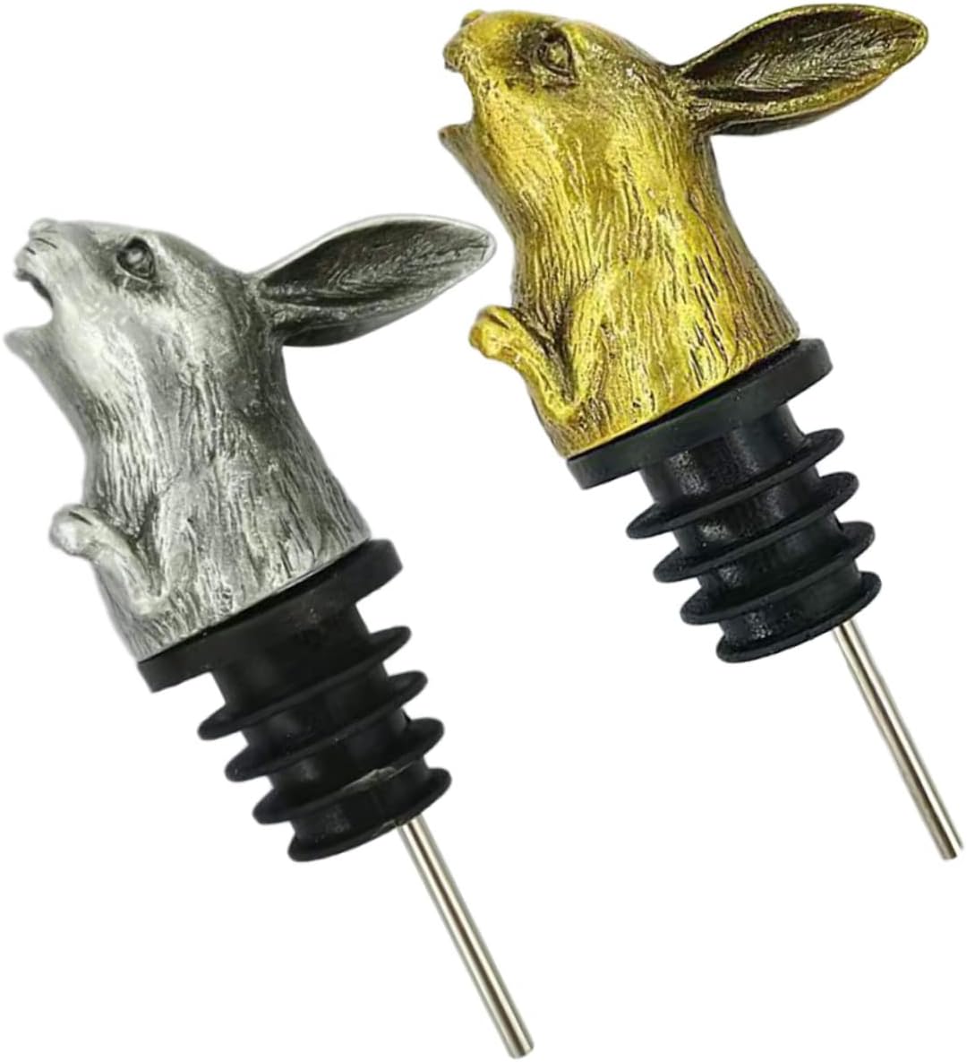 PRETYZOOM 2pcs Rabbit Head Wine Pourers Stainless Steel Bunny Head Bottle Pourers with Unique Design for Wine Lovers and Special Occasions and Functional