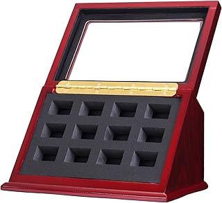 WISHDIAM Wooden Championship Rings Sports Rings Display Case Box Ring Box with Slanted Window