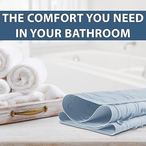 Miniatura 8 de ComfiLife Tapete de baño para bañera y ducha, antideslizante, extra grande, con orificios de drenaje y ventosas, tapetes de goma lavables a máquina