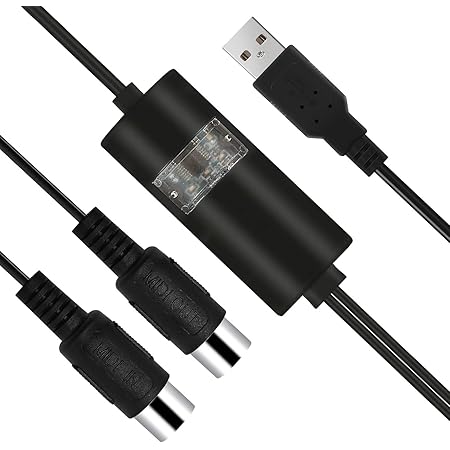 HDE USB in-Out Midi Interface Cable Digital Piano Keyboard to PC Laptop Converter Adapter MIDI Cable for Home Music Studio - 5 ft