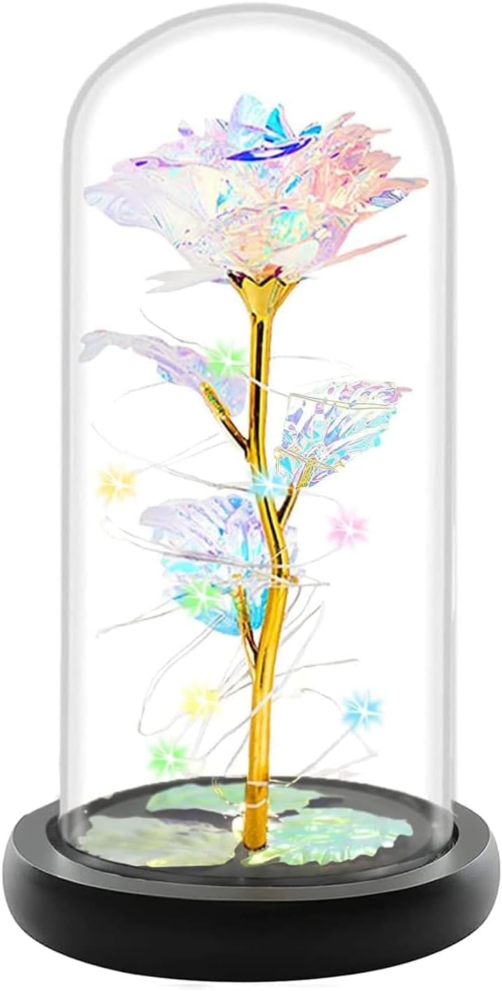 Fvawe Mothers Day Rose Gifts for Mom, Birthday Gifts for Women Moms, Galaxy Crystal Light Up Rose in A Glass Dome, Mothers Day Flowers Presents Girlfriend Wife Sister Grandma Mother Mom from Daughter