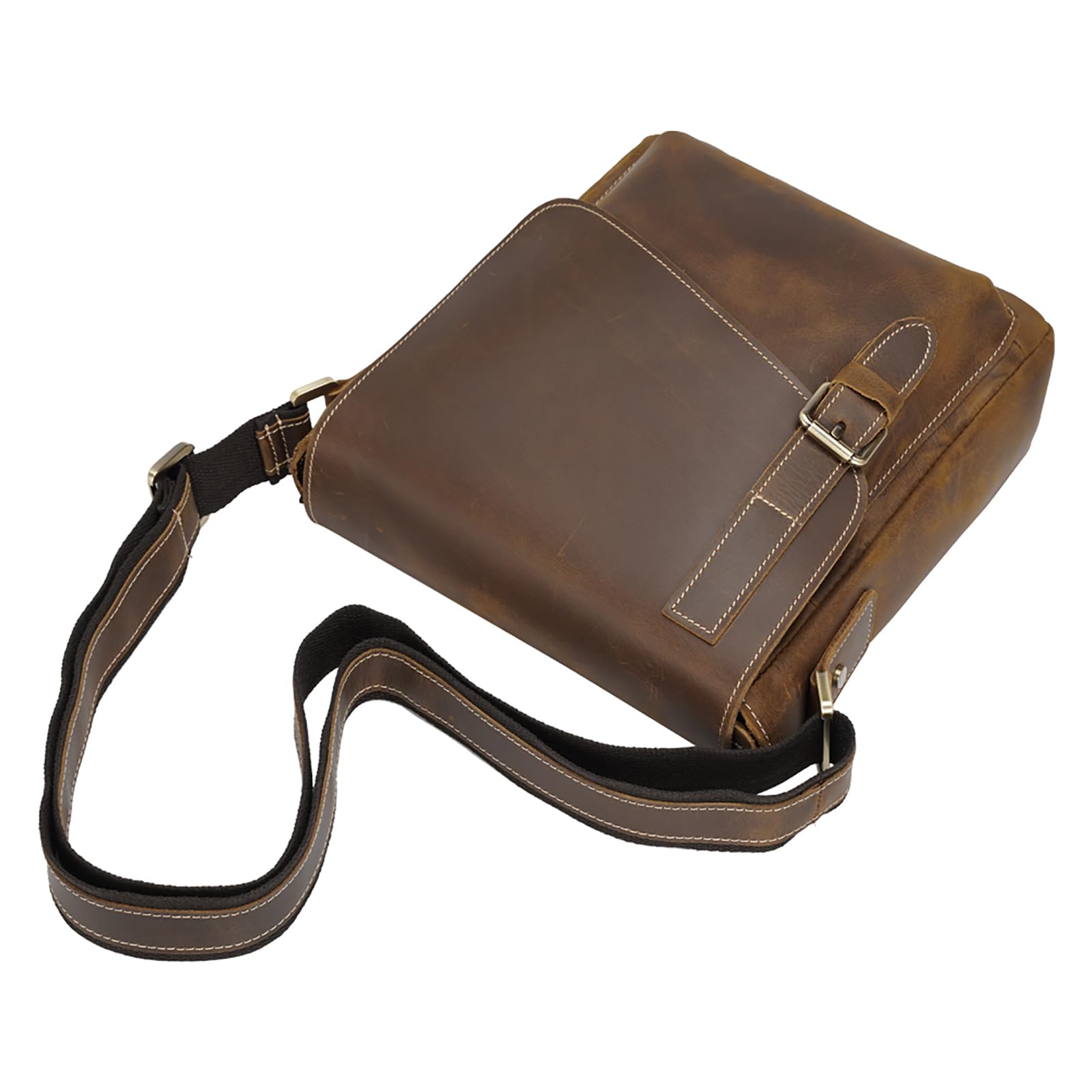 TIDING Leder Umhängetasche Herren Klein Schultertasche Vintage Herrentasche 9,7 Zoll iPad Tasche Messenger Bag aus Echtleder Tragetasche für Männer, Hellbraun