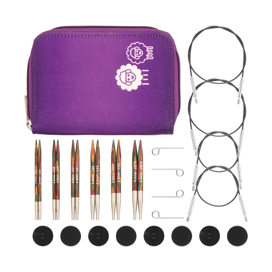 KnitPro Symfonie Interchangeable Circular Knitting Needle Set, Deluxe, 3.50-6.00mm Plus Accessories