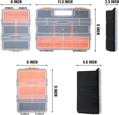 Miniatura 3 de BIG RED AG421R Organizador de hardware y piezas 4 piezas versátil y duradera caja de herramientas de almacenamiento para pernos, tornillos, clavos,